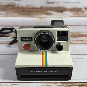 Vintage Polaroid OneStep Instant Camera – White Rainbow Stripe